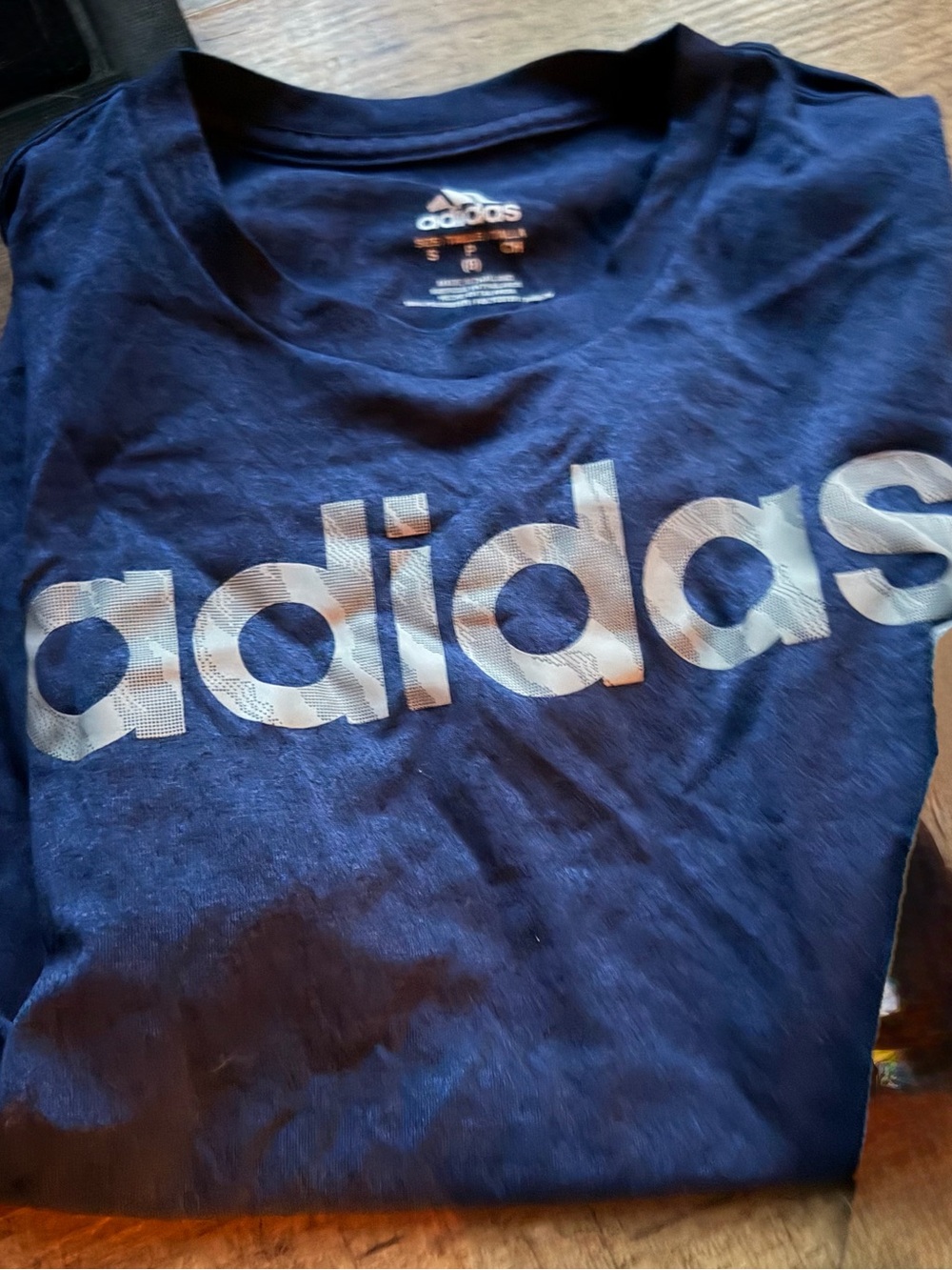 adidas Navy Short Sleeve Tee with White Logo